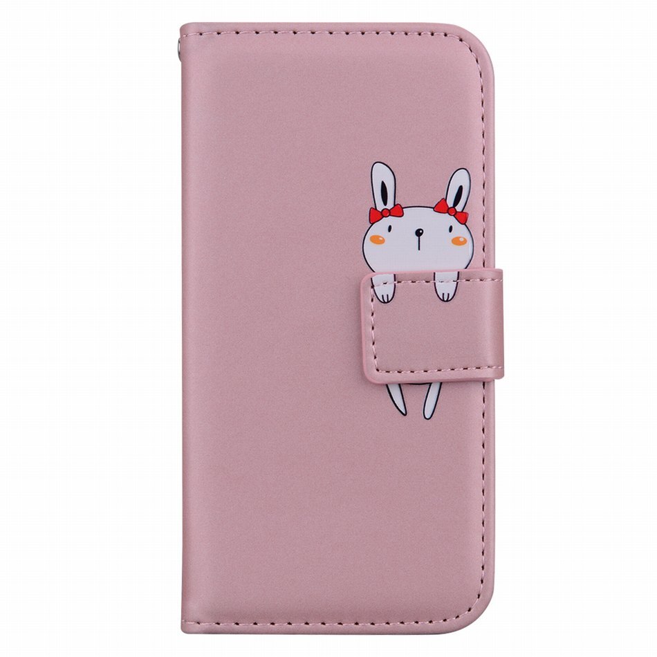 Di Cuoio di lusso Del Telefono Del Raccoglitore Per Redmi 7A Redmi 8A Cassa Del Telefono di Colore Solido Carino Pet Piccolo Animali Panda Rana Cat cane coniglio E22G: For Redmi 8A / Pink