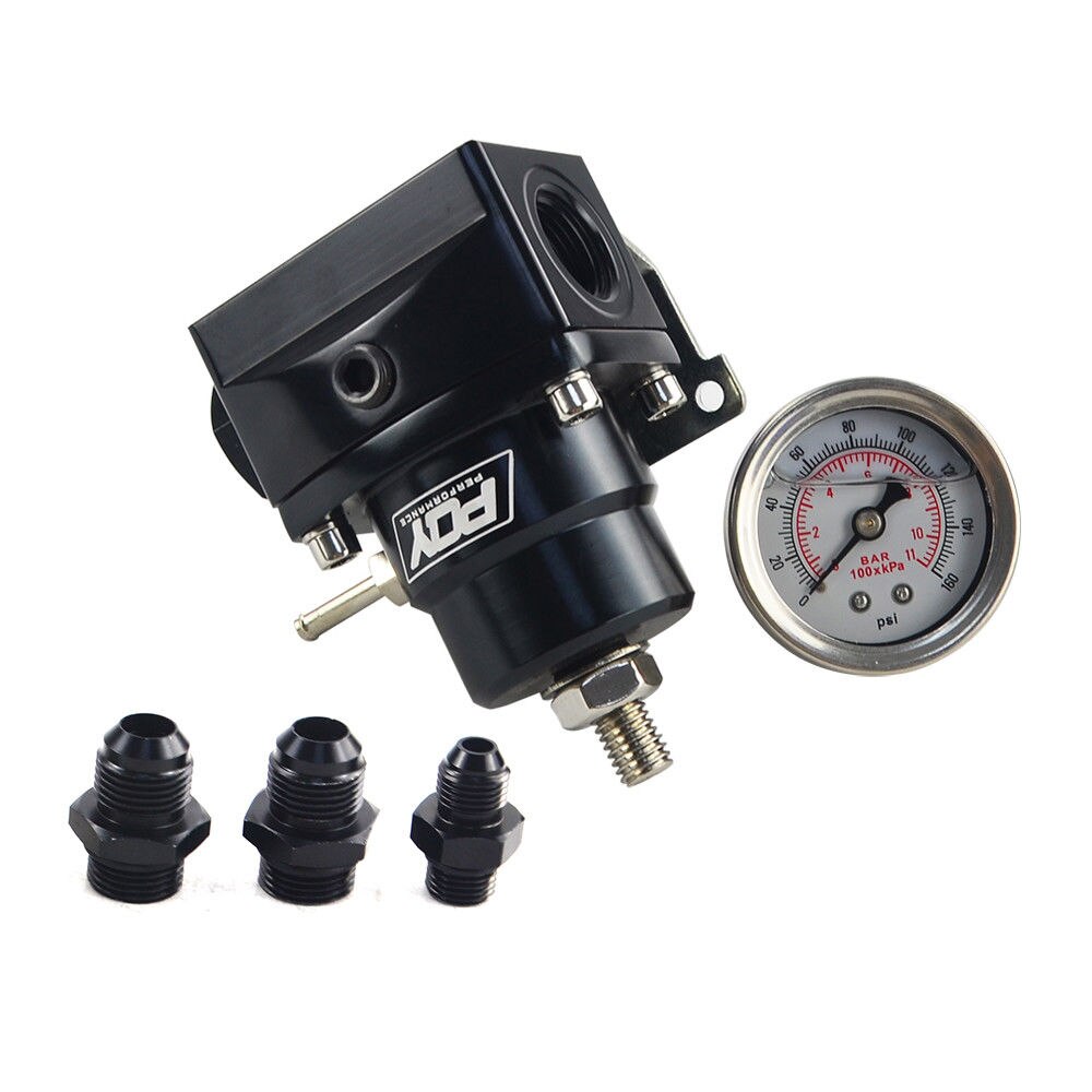 Adjustable Fuel Pressure Regulator w/ boost -8AN 8/8/6 Pressure Regulator Black