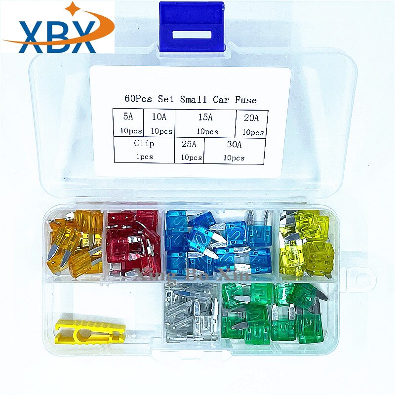 60pcs Automotive Car Fuse Blade 5A 10A 15A 20A 25A 30A Mixed Set Kit Cars Safety Blade Fuses Accessories Kit