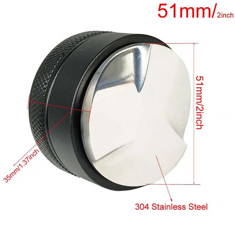 espresso kaffe porfilter filter 51/53/58mm 304 rustfritt stål 3 vinklede skråninger og flat utgangspunkt dobbelthode kaffetamper: Svart 3 vinkel 51mm