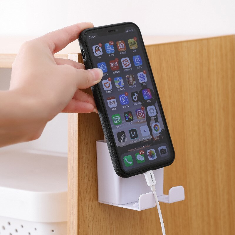 TV caja de almacenamiento para mandos a distancia caja de almacenamiento de aire acondicionado soporte de enchufe de teléfono móvil organizador montado en la pared contenedor de soporte