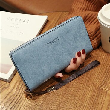 Female Wallet PU Leather Long Purse Black/pink/blue/green/gray Famous Brand Wallet Women Female Purse: dark blue