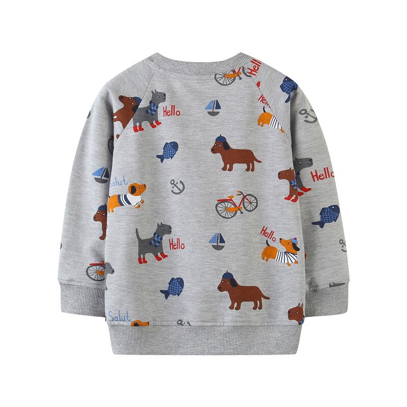 Mètres sautants animaux de bande dessinée sweat à capuche enfants garçons hauts sweat-shirts pull en coton dessin animé automne printemps Blouses bébé garçon vêtements