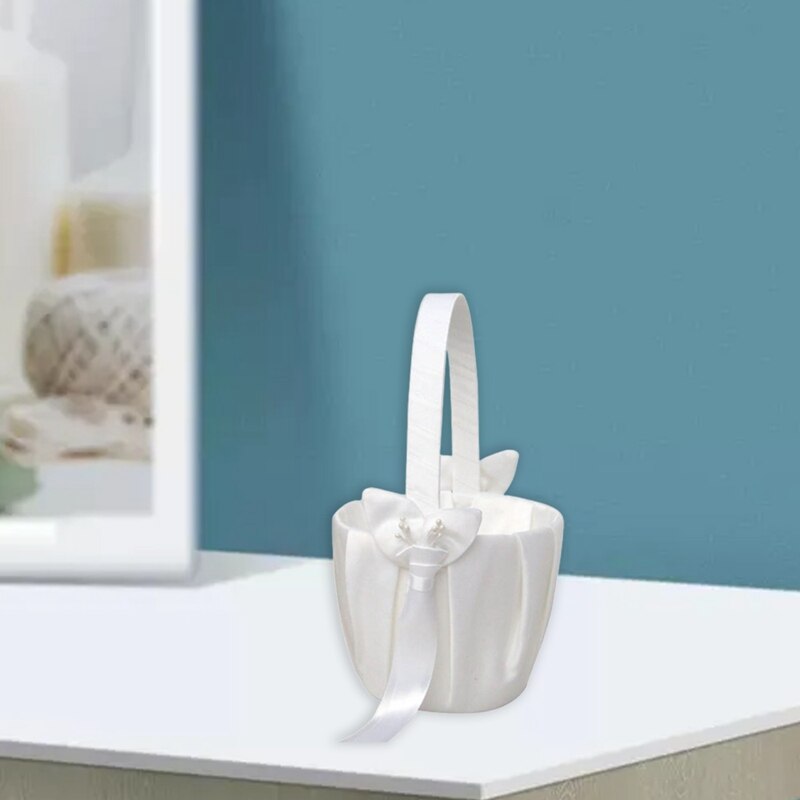 2Pcs Calla Lily Wedding Flower Girl Basket with Ribbon Flower Basket Storage Basket Wedding Party Decoration