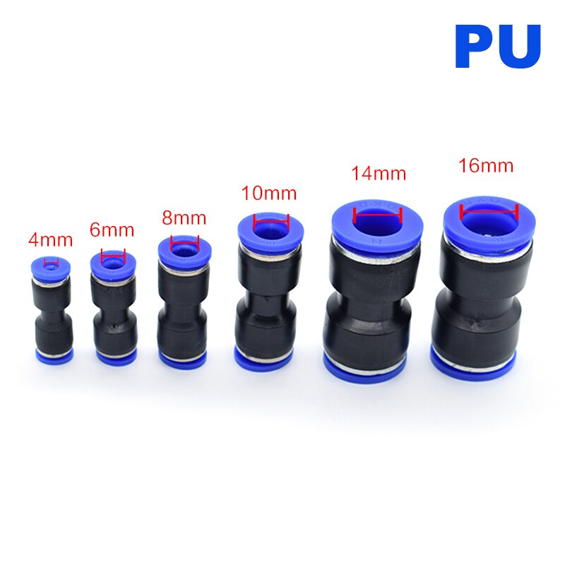 PU4 PU6 PU8 PU10 PU12 PU14 PU16 Pneumatische Montage 8Mm Tot 8Mm, buisleidingen Duw In Snelkoppeling Connector
