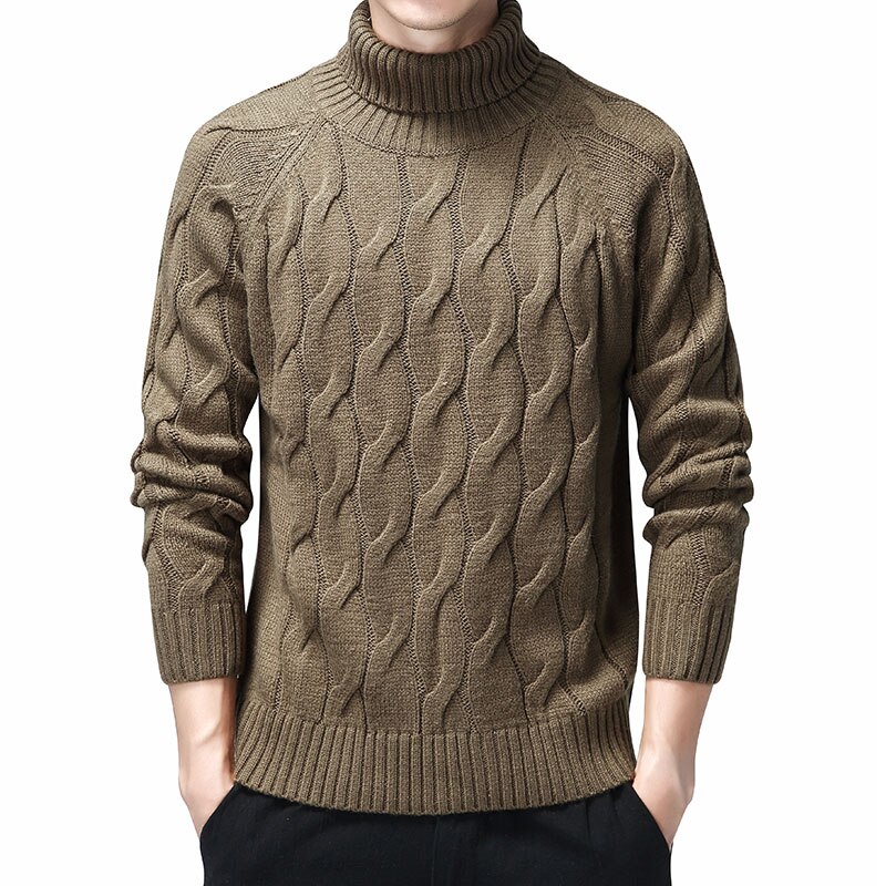 Sorte rullekravetrøjer mænd tyk varm vintertrøje til mænd casual pull homme bomuldstrøje mænd geometrisk mønster frakke