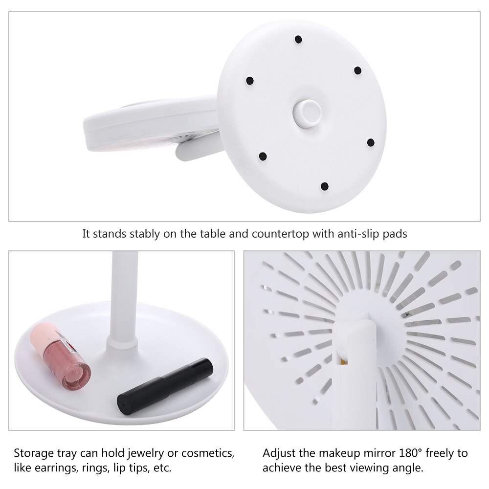 Makeup Backlit Mirror Light With Natural White LED with Fan Vanity Mirror Detachable/Storage Base 3 Modes 5X Magnifier Mirror