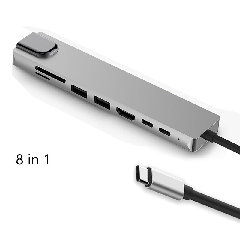 4K 60Hz USB C Laptop Docking Station RJ45 PD HDMI-compatible for MacBook Samsung Galaxy S9 /S8 / S8+Type C Dock Type-c HUB: 8 in 1