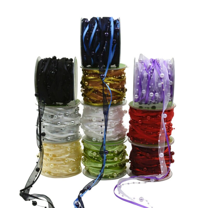 Ruban de décoration en chaîne de perles | 12 couleurs, ruban Transparent pour décoration faite à la main, bricolage