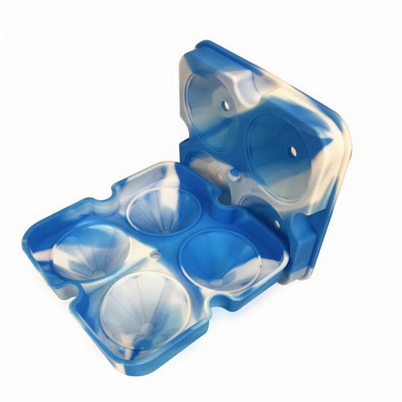 Diamond Ice Cube Tray Reusable 4 Cell Ice Cubes Maker Silicone Ice Cream Molds Form Chocolate Mold Whiskey Party Bar Tools: Blue-White