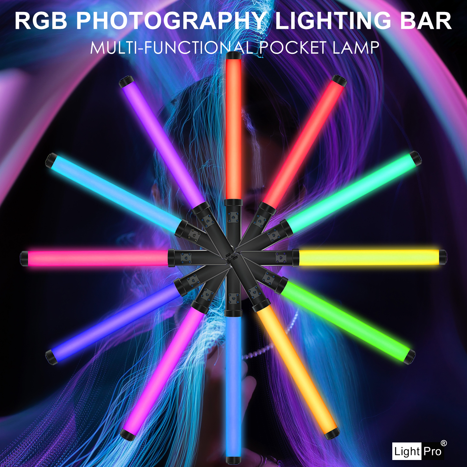 Handheld Licht Zauberstab Tragbare RGB LED Video Licht Bar 1530 ° Volle Farben Fotografie Leuchtstoffröhre Stock, 3200-6000K Dimmen, 2000 Lm