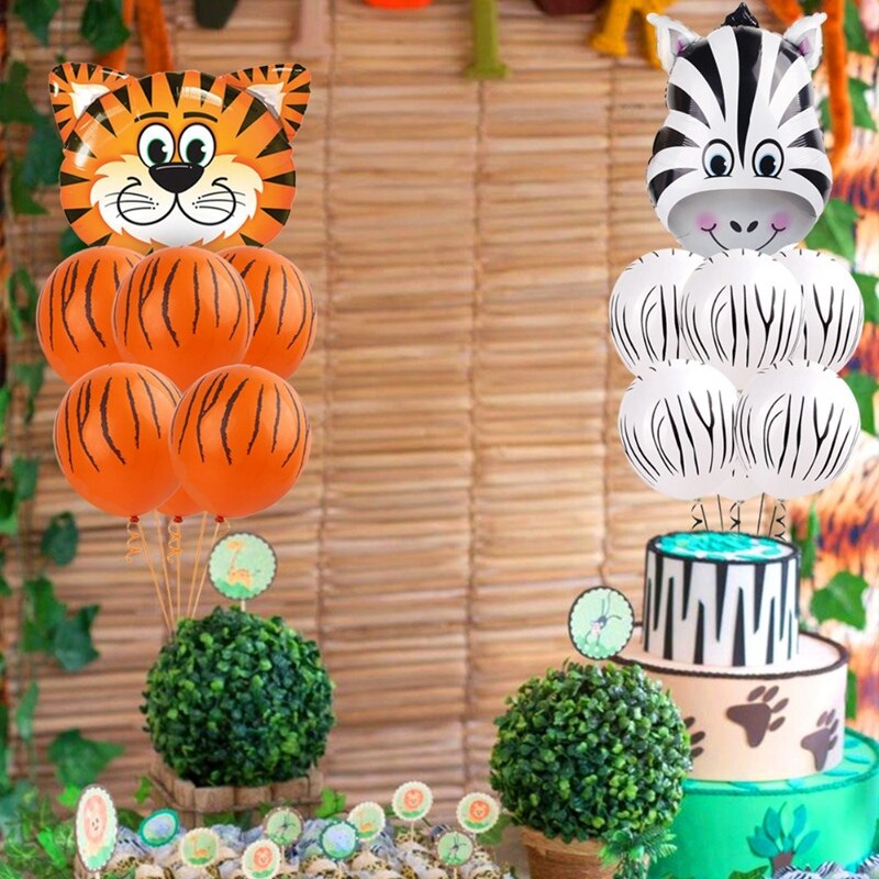 60Pcs Jungle Animal Print Balloons Leopard Zebra Spots Latex Balloons Jungle Zoo Theme for Birthday Party Decoration