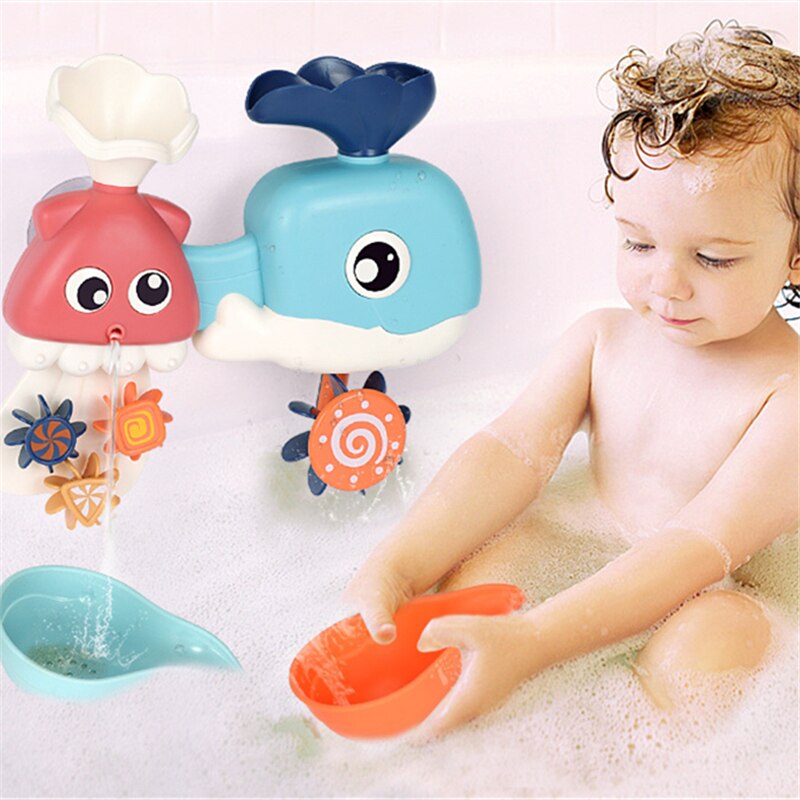 Children's bath toys, water play bath, educational shower toys, child's bathtub shower, whale octopus water wheel spray toy