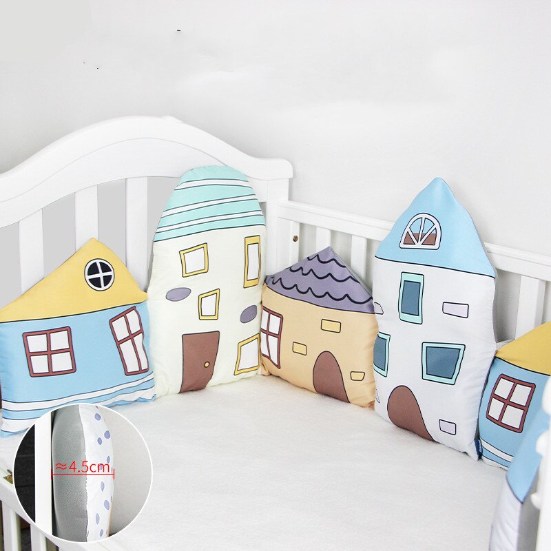 Bumpers In The Crib Bed Nordic Style Crib Surround House Mountain Style Baby Children&#39;s Bed Decoration Anti-collision Head