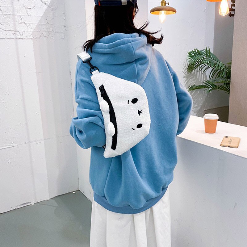 Pluszowy miś talia torba dla kobiet torebki na pasku na biodra zimowa puszysta futerkowa saszetka/nerka telefon Pakiet tendencja dziewczynka ramię piterek