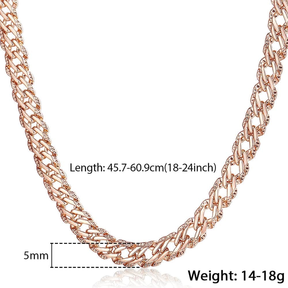 Rose Gold Necklace for Women Cuban Link Chain 585 Rose Gold Filled Womens Necklaces Chain Jewelry 5mm 50cm 55cm 60cm DLGN453