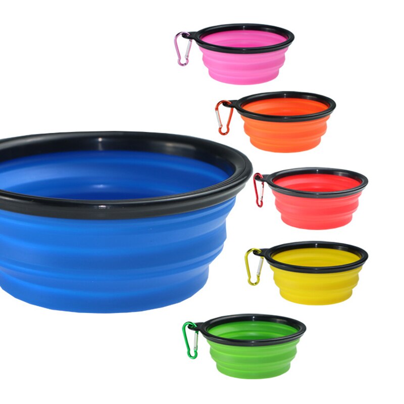 Silicone Collapsible Foldable Dog Bowl Candy Color Outdoor Travel Portable Puppy Food Container Water Feeder Dish Feeding Bowl