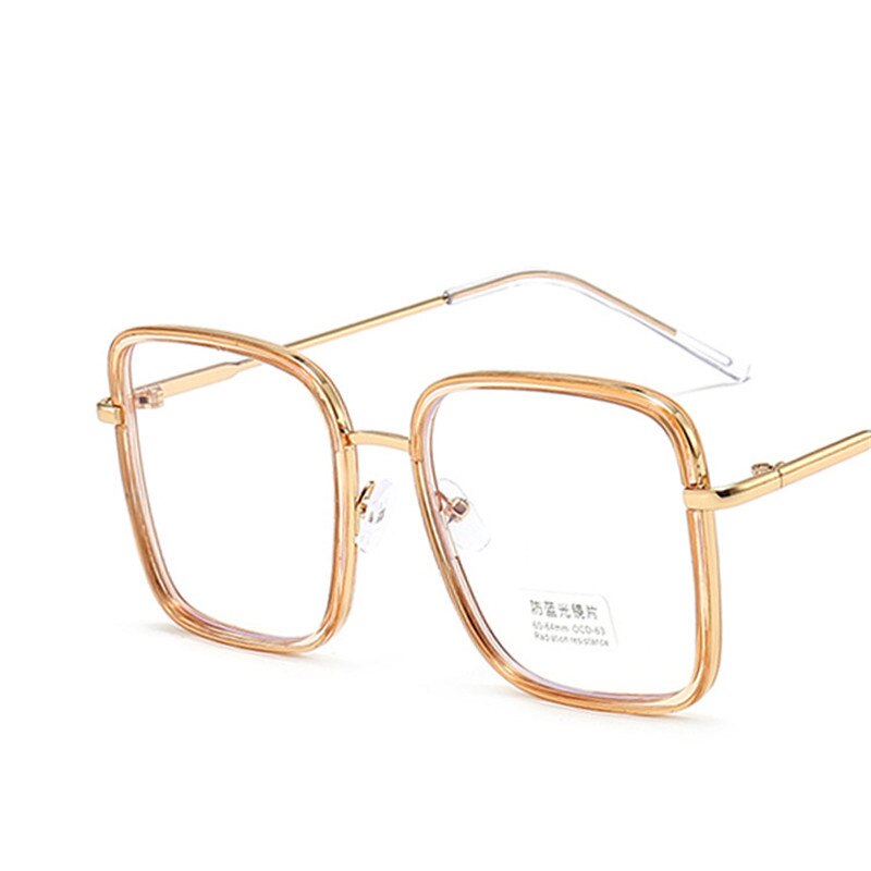 Elbru Anti-blau Licht Brille Rahmen Großen Rahmen Quadrat Computer Platz Optische Gläser Brillen Brillen Rahmen Für Frauen & männer: Gelb 