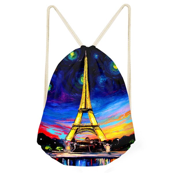 Snøre taske dame eiffel print lille indkøbstaske dame snor pakke til kvinder pouch mochilas: Cc1633 z 3