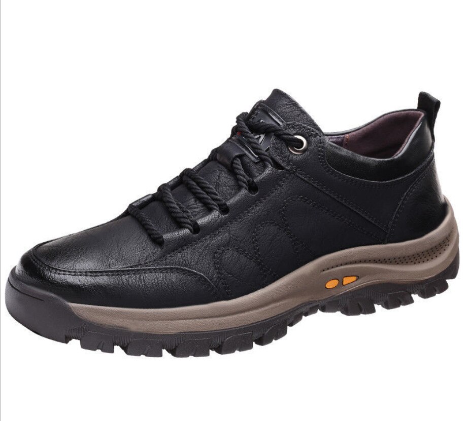 Autumn Casual Men Leather Shoes Men's Casual Sneakers Bussiness Outdoor Shoes For Man Driving Work Shoe: Black / 43