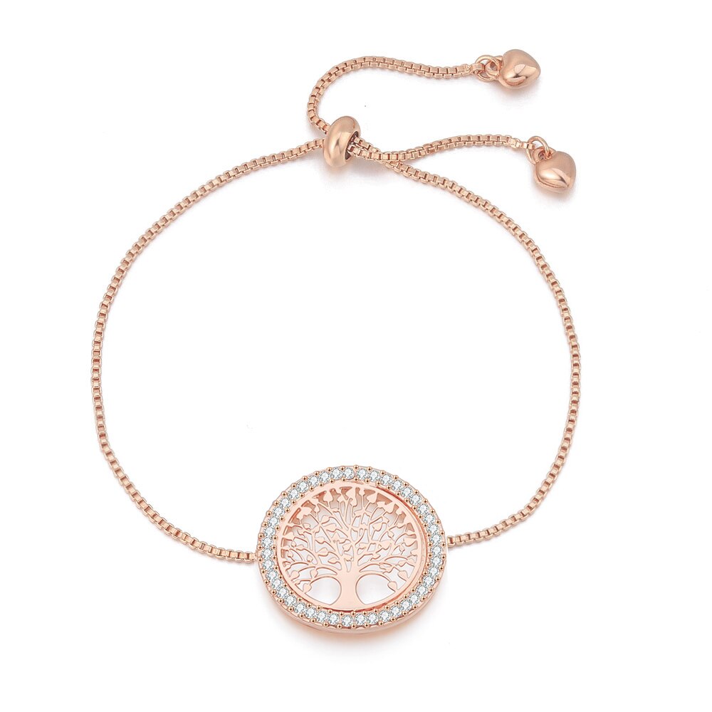 Baum Des Lebens Kristall Armbänder Rose Gold Einstellbare Charme Armbänder Schmuck Für Frauen Schmuckstück Collier