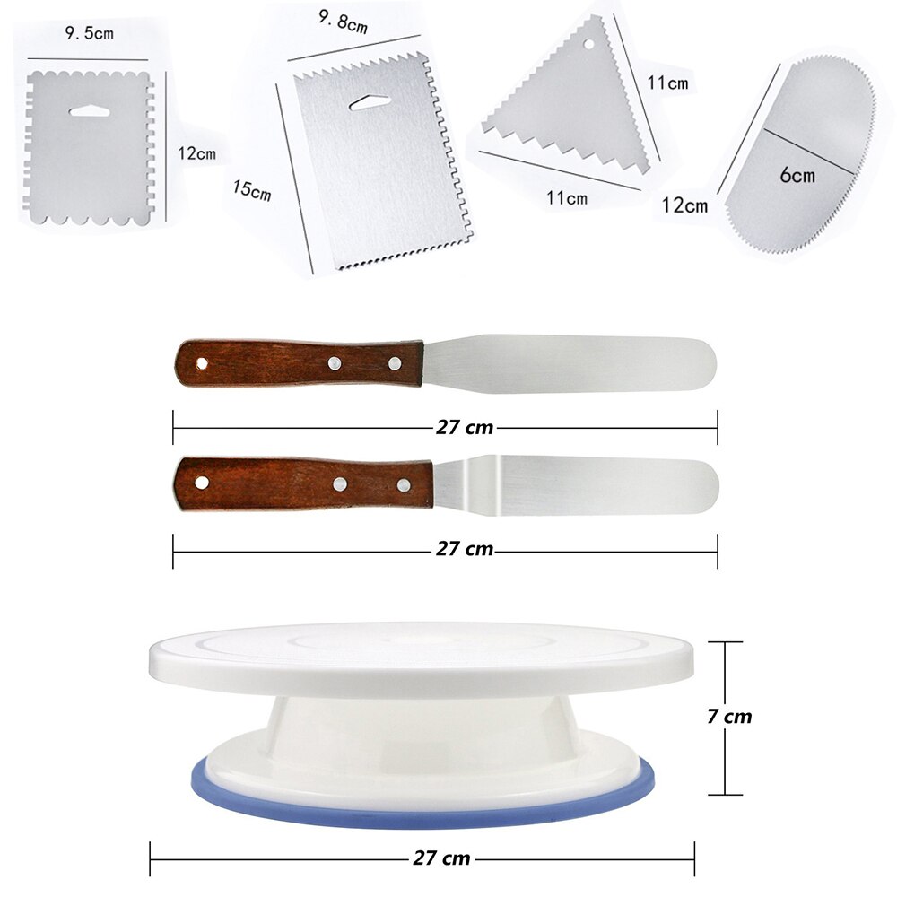 Plastic taart draaiplateau draaibaar plastic deegmes decoreren 10 inch roomstandaard draaitafel taartdecoratie gereedschap mal: 7 stuks