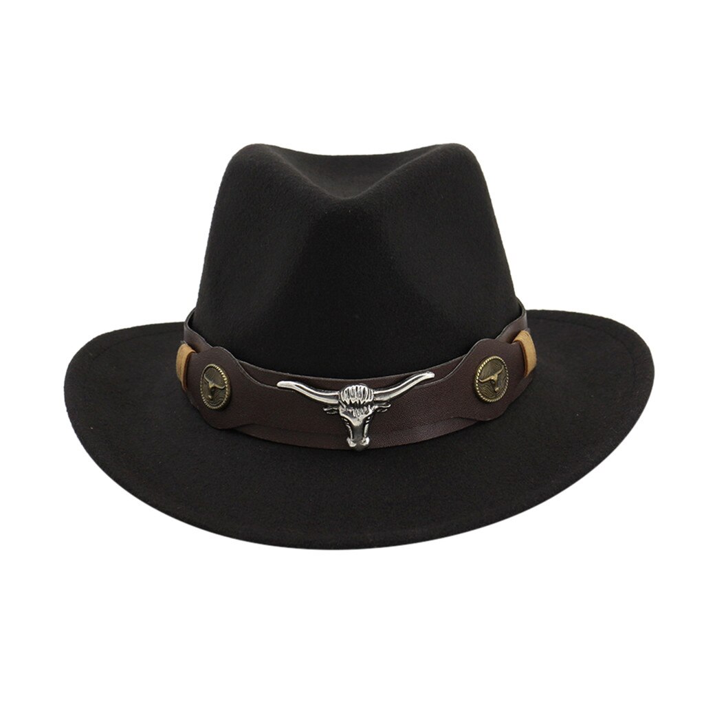 Vævet cowboy hat mænd kvinder vinter klassisk cattleman udendørs hat sombrero hombre czapka casquette homme chapeau sapka cappelli: Sort