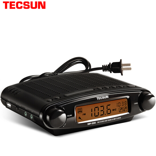 Tecsun Radio MP-300 DSP FM Stereo USB MP3 Player Desktop Clock ATS Alarm Black FM Portable Radio Receiver Y4137A Tecsun MP300
