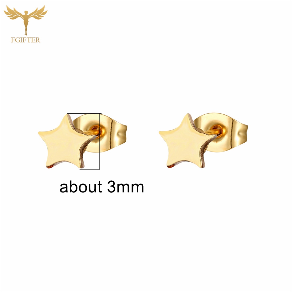 12 pares de pendientes de estrella para mujer y hombre, joyería para Piercing en la oreja, conjunto de pendientes de tuerca de acero inoxidable, , de de reventa: COLOR ORO ROSADO