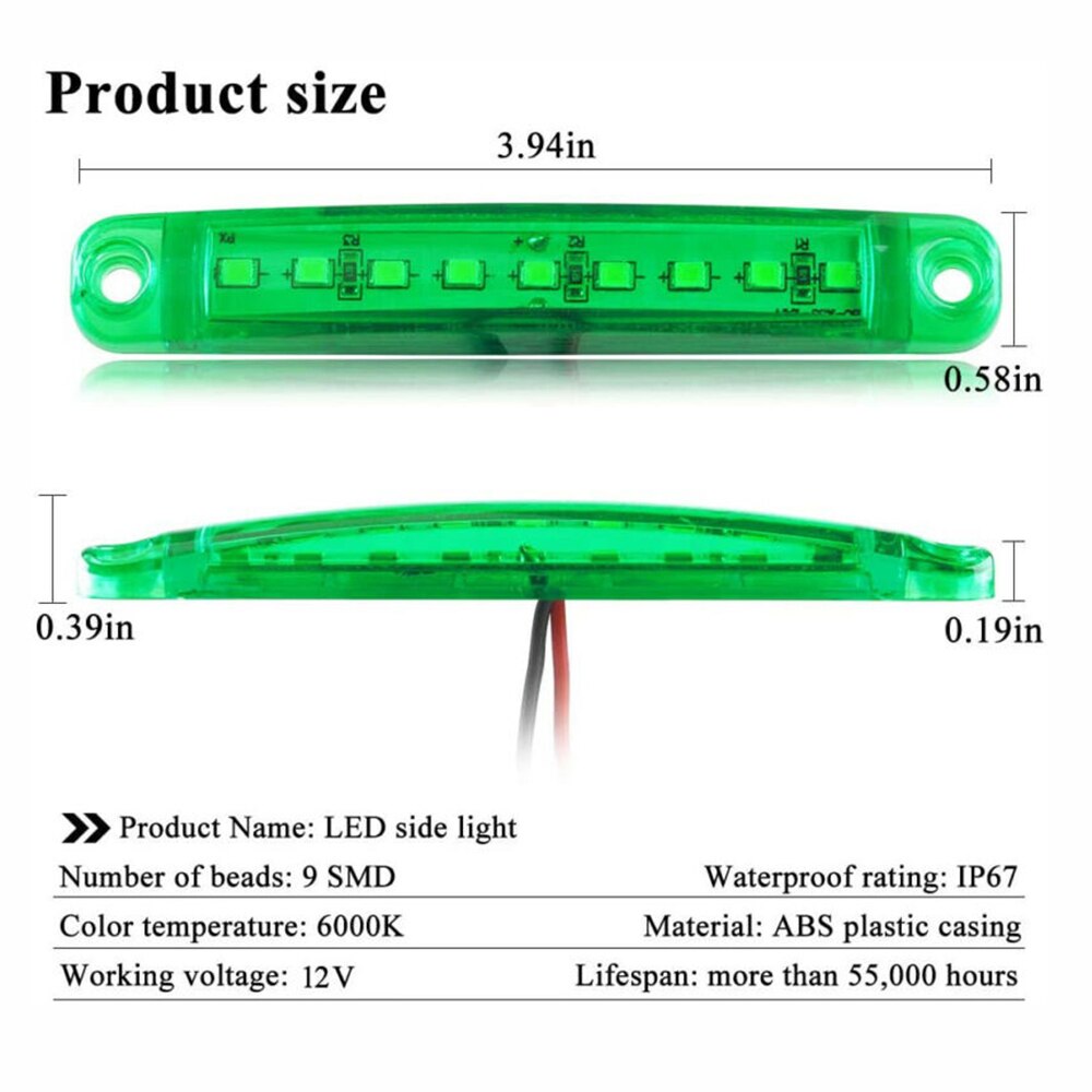 6X Led Rock Lights​ Green 9LED Rock Light IP67 Waterproof