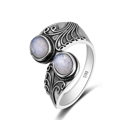 925 sterling silver natural moonstone rings for men and women, creative elegant jewelry, party birthday accessories: 7
