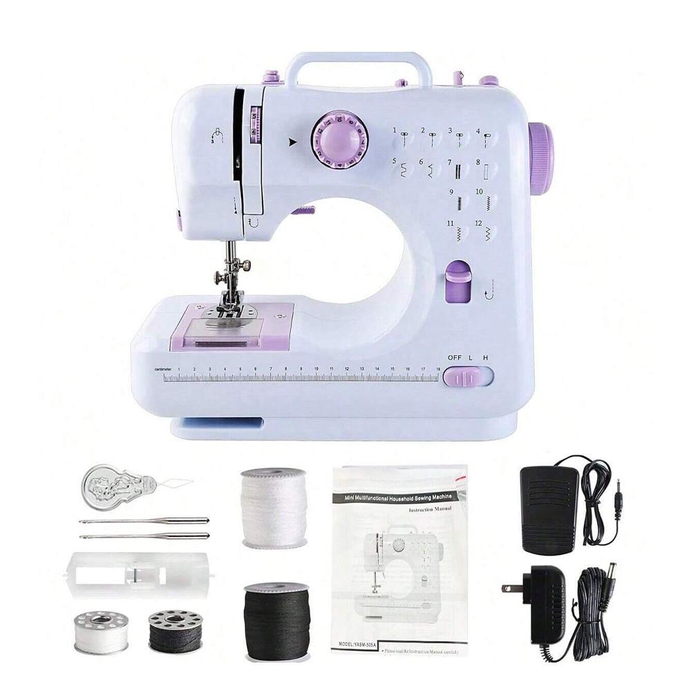 Elektrische mini-nähmaschine mit 12- stichen, tragbar und handlich für zuhause und unterwegs, inklusive nadel und faden (nähset separat erhältlich)