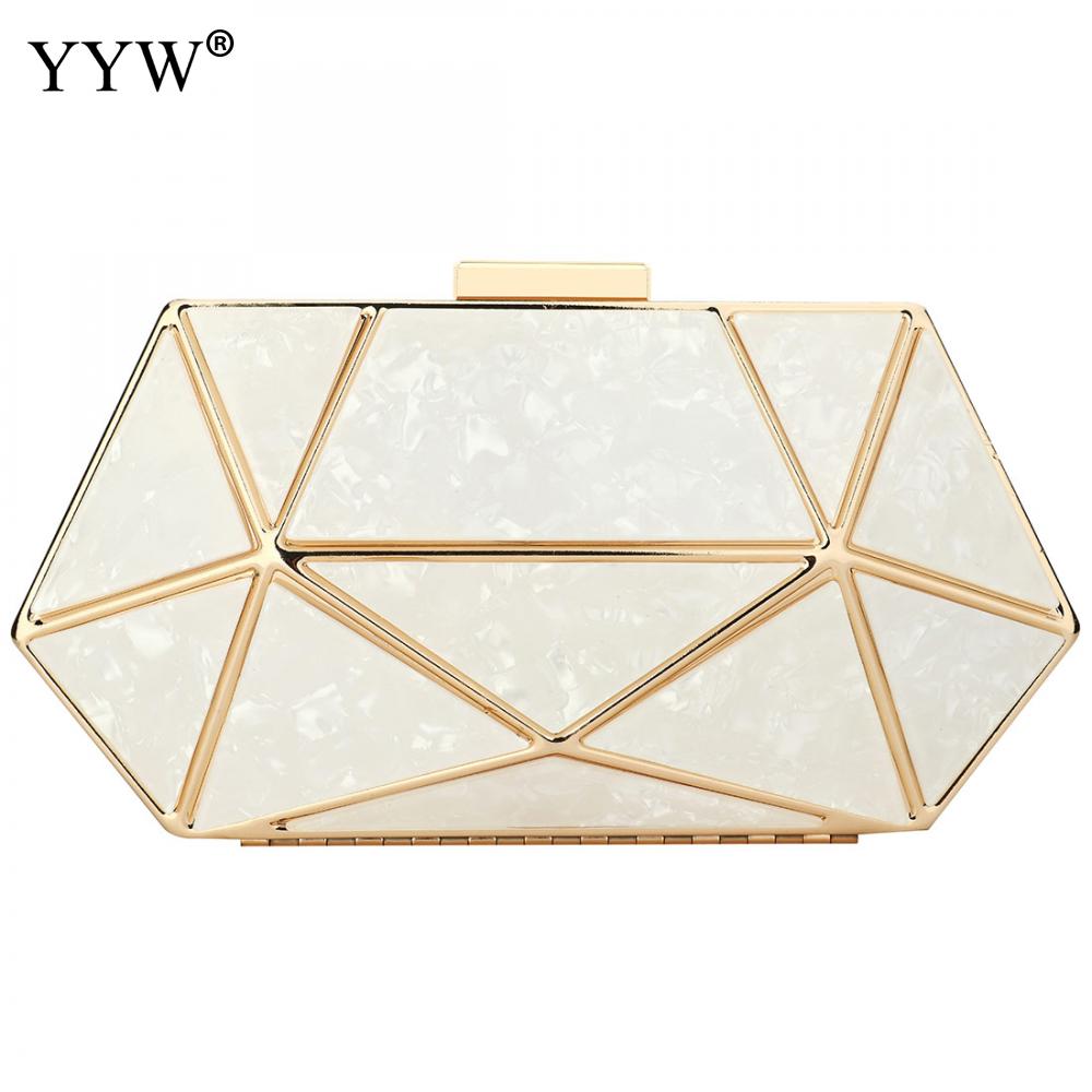 Acrylic Geometric Clutch Purse Women'S Bag With Two Chian Handbag Laides Crossbody Bags For Women Marble Clutches: white