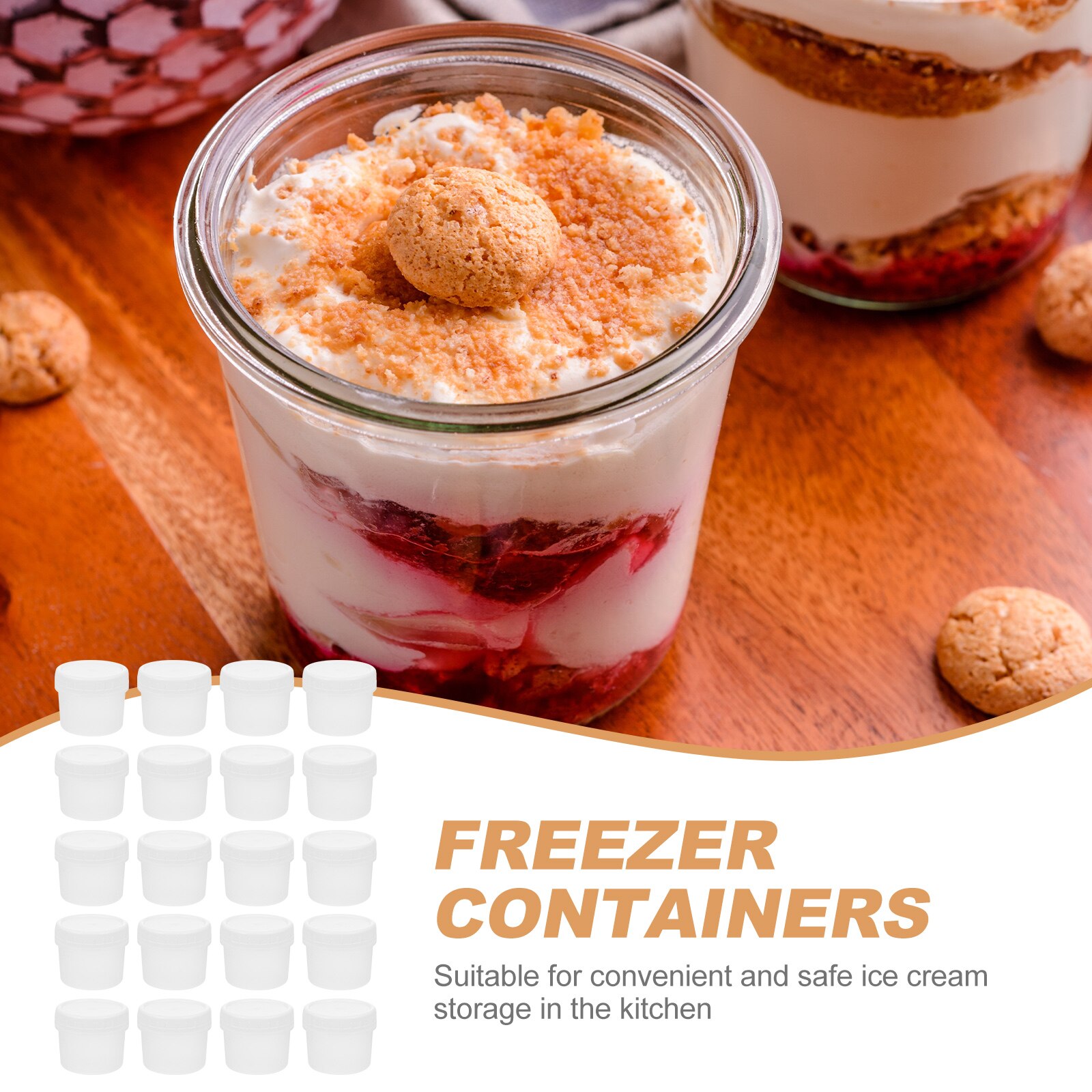 20 Set Plastic Pudding Holders Pudding Yogurt Containers Ice Cream Storage Bottles