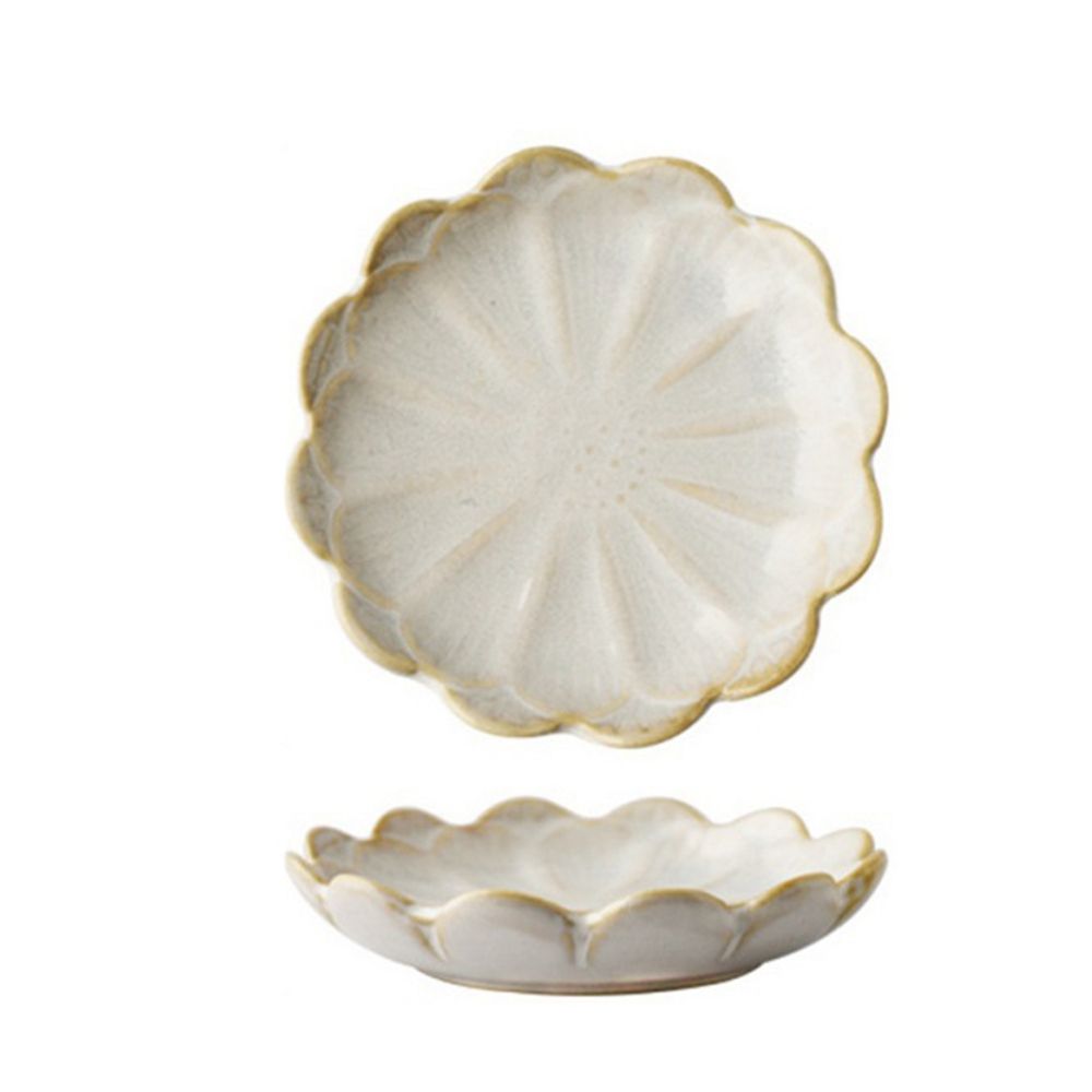 Plato pequeño de cerámica con forma de flor, plato de salsa de estilo europeo original para vinagre, sabor a soja, utensilios de cocina: 8