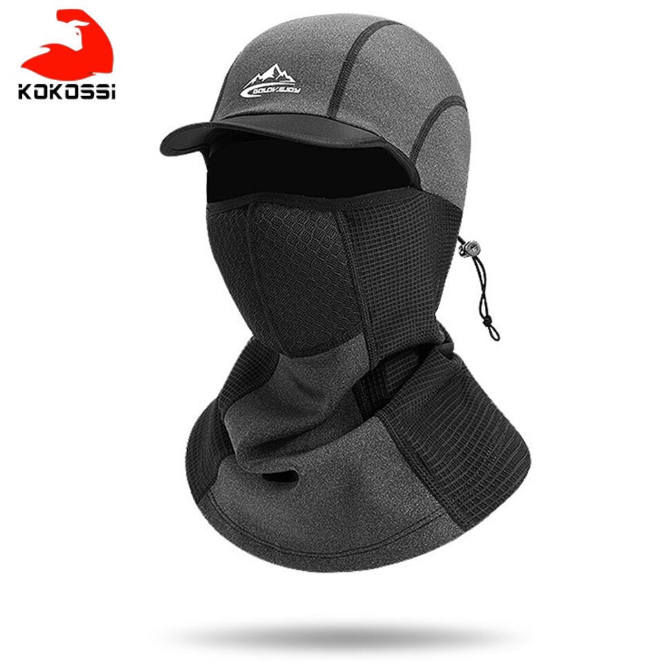 KoKossi Winter warm Selbst-heizung Kappe Radfahren Sport Volle Gesicht Maske Schal draussen Winddicht Headwear Sturmhaube Skifahren Angeln Hütte: grau