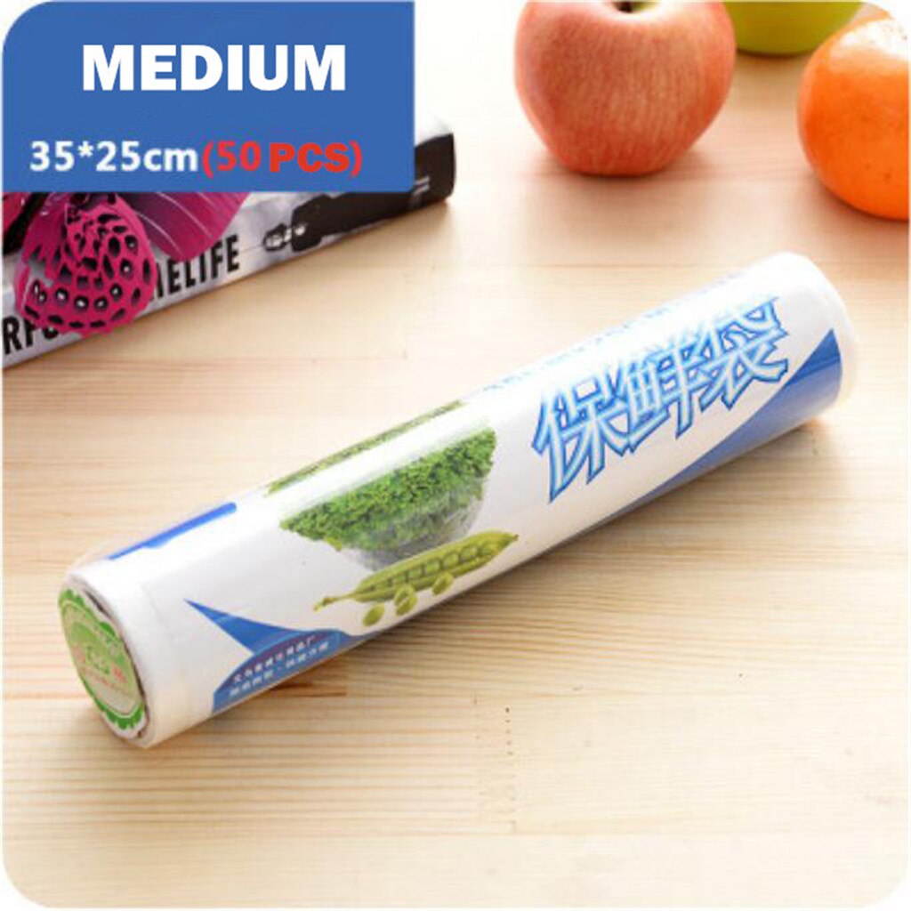 Food Grade Eco Friendly Plastic Bag Breakpoint Kitchen Reusable Thickening Food Preservation Bag 50 Packs Plastic Bags