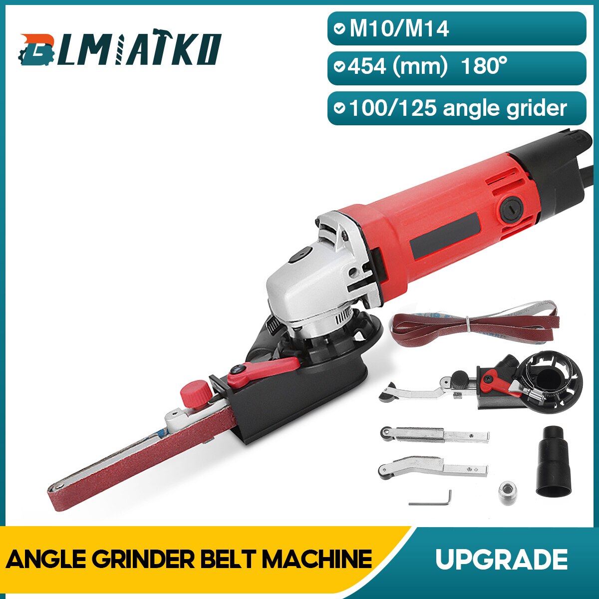 M10 M14 Angle Grinder Mini Sander Sanding Belt Adapter Woodworking Grinding Machine Bandfile Belt Head Sander for 100mm 125mm