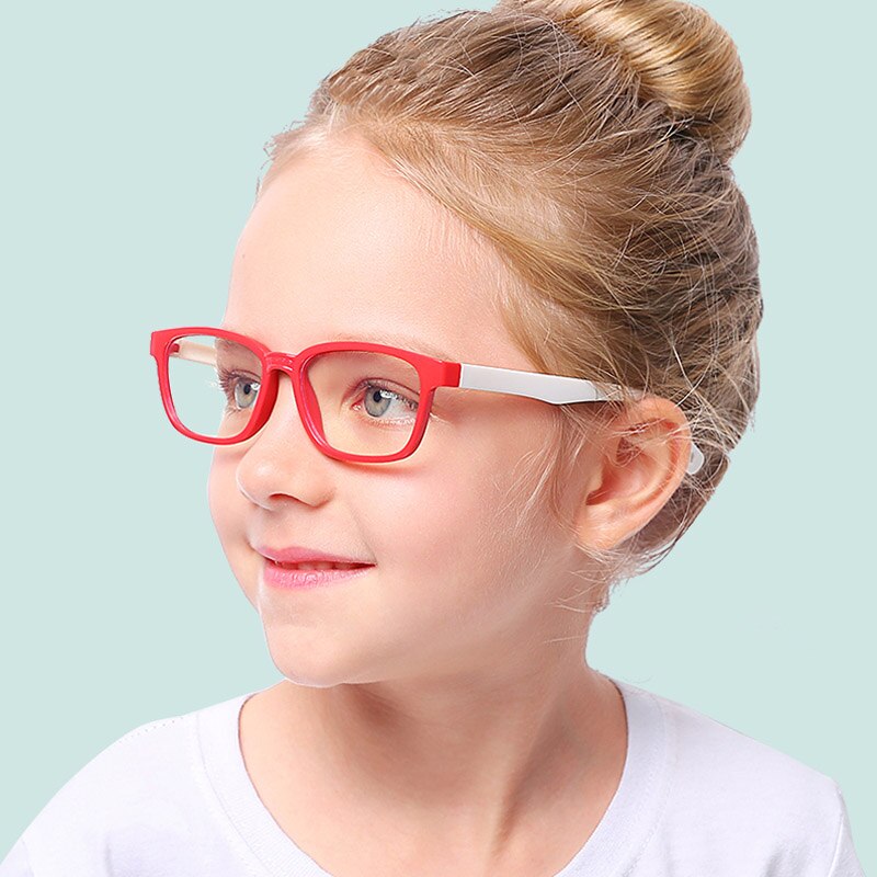 Kinderen Optische Glazen Flexibele Buigbare Een Stuk Veilig Brillen Meisjes Jongens Vlakte Spiegel Anti-Blauw Licht Siliconen Bril