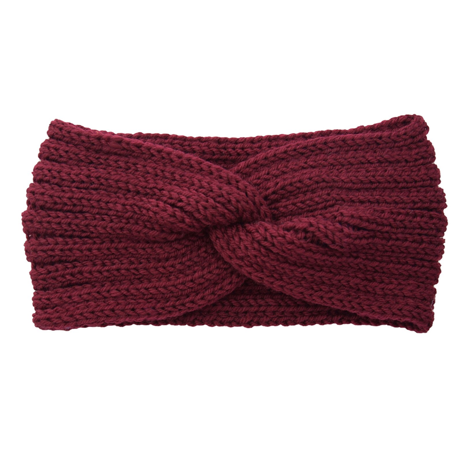 Doux Stretch oreille plus bandeau femmes hiver câble tricot bandeaux bandeaux doux filles Crochet chapeaux Turban: Wine 