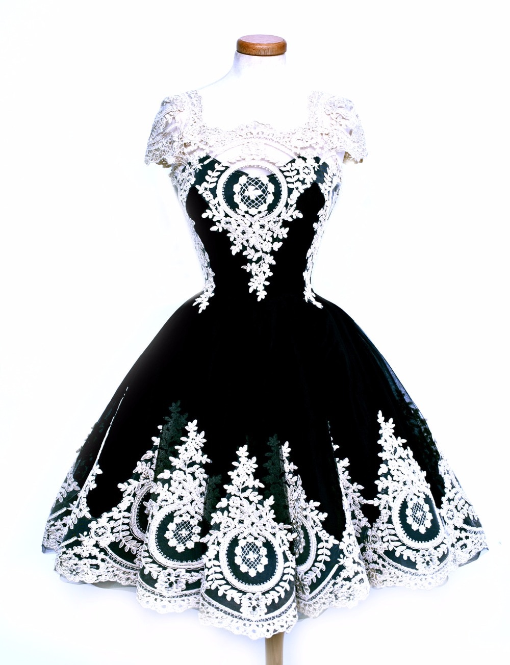 Top venta negro gótico Encaje Vintage vestidos de Club bordados