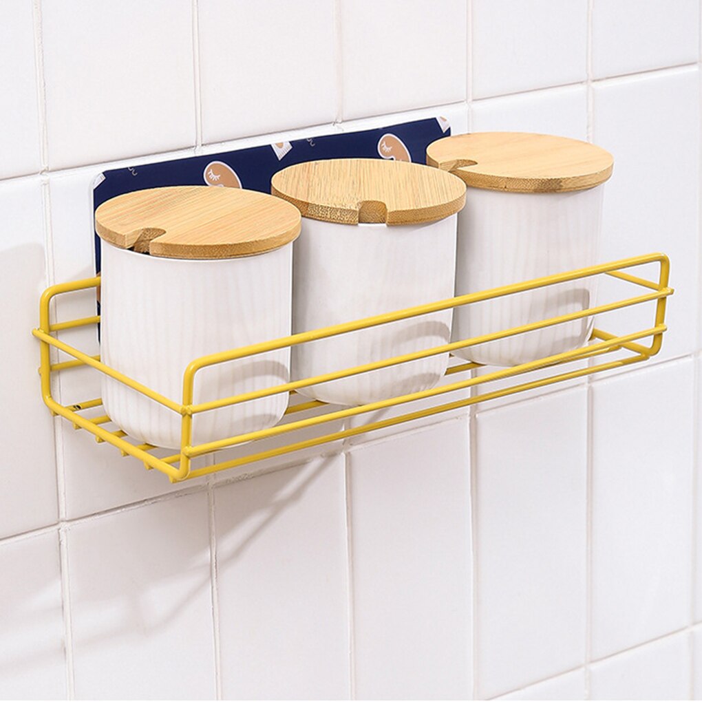 Bathroom Storage Rack Corner Organizer Toilet Kitchen Wall Hanging Iron Shelf without Drilling