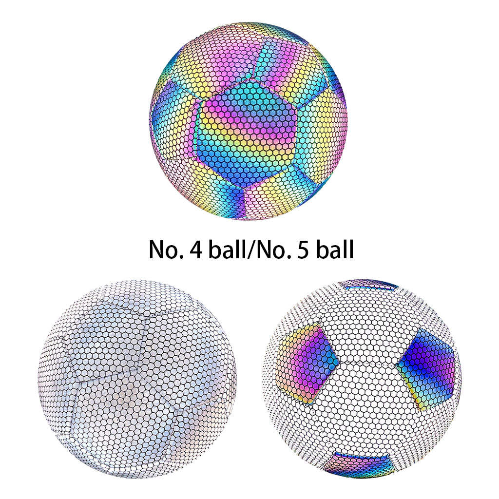 Reflecterende Gloeiende Voetbal Voor Mannen Holografische Gloeiende Voetbal Licht Up Holografische Voetbal Lichtgevende