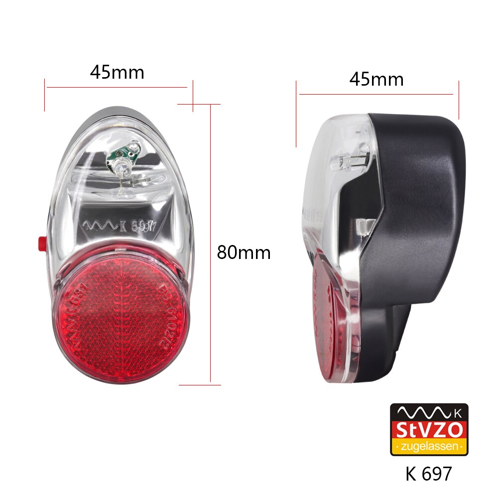 WEXPLORE Bike Rear Light Mount on Bike Mudguard Warning Bike Fender Light Use AAA Battery Stvzo LED Bicycle Rear Light Taillight