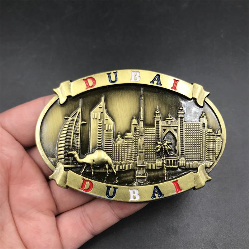 Dubai Metal Fridge Magnet Building UAE Alloy Burj Khalifa Travel Souvenir Magnetic Refrigerator Stickers Home Kitchen Decoration