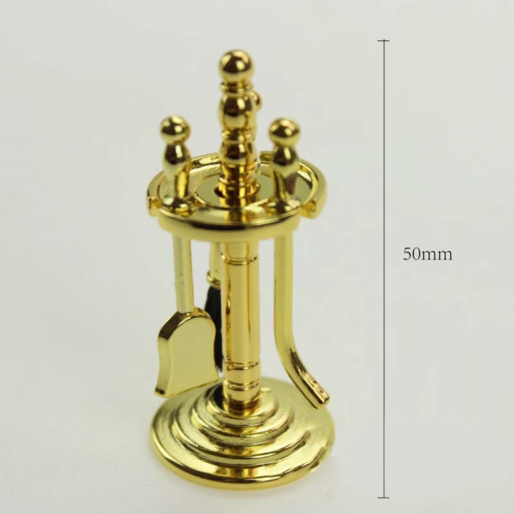 1/12 Dollhouse Miniature Golden Cleaning Tools Holder Set Life Scenes Decor