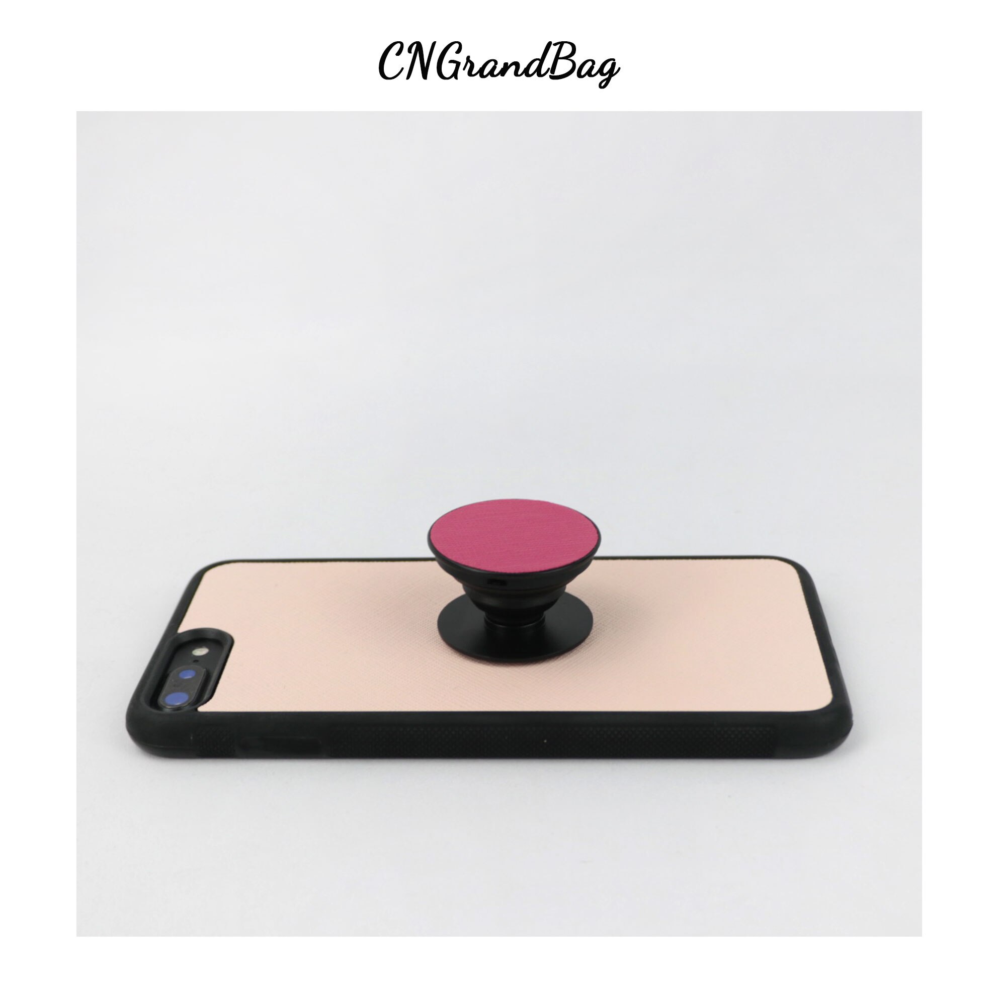 Saffiano skinn rundt fingergrep mobiltelefonholder ekspanderende stativ grep lomme socket støtte anti-fall sammenleggbar universal