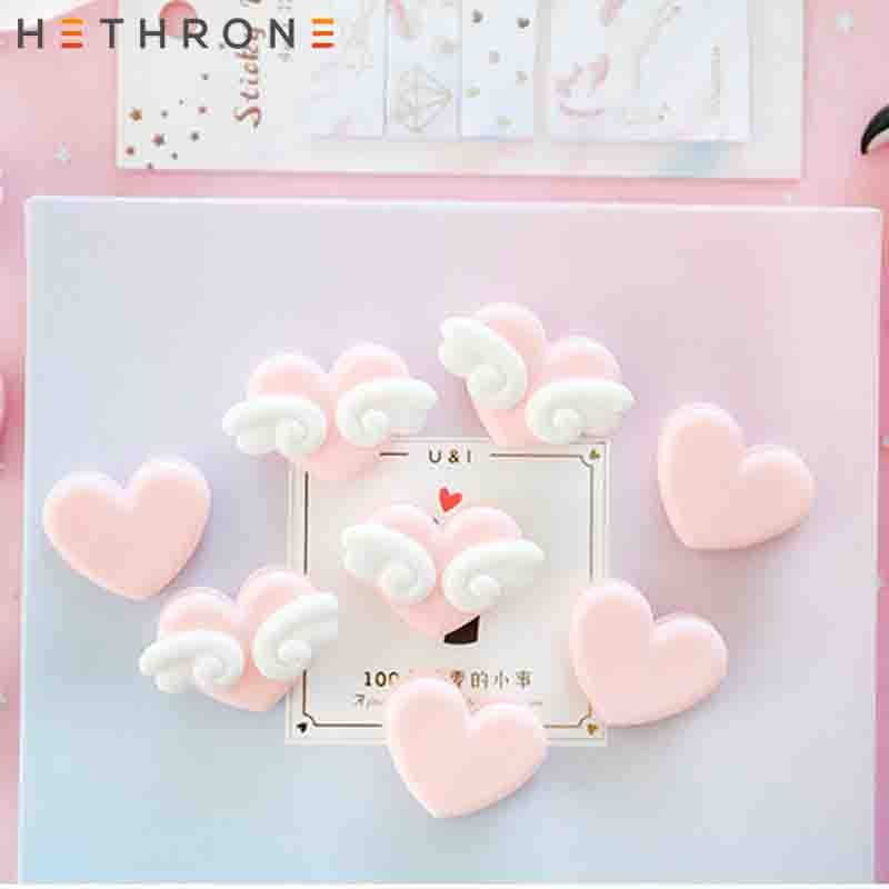 Hethrone 1 stk kawaii pink love wings japansk pige papirklip binder klip til foto besked billet fil bogmærke memo klip