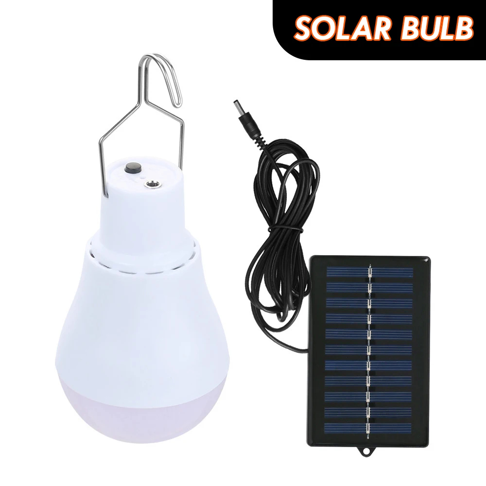 Lámpara alimentada por energía Solar, bombilla Led portátil, luces recargables para tienda de campaña, pesca nocturna, Panel de energía Solar de emergencia, luz Solar