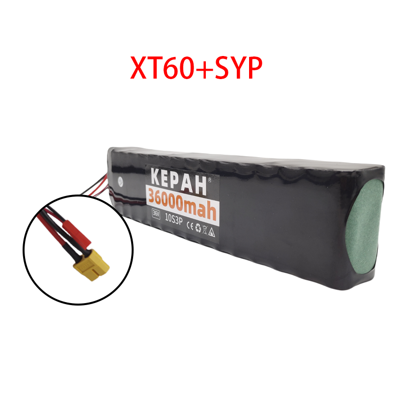 Akumulator litowy 36 V 36 Ah 18650 10S3P 500 W Zmodyfikowany akumulator do skutera elektrycznego 36 V z BMS, SYP XT60 JST: BŁĘKITNA